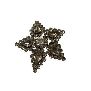 Vintage Rhinestone Star Brooch Clear Crystal Pin Mid Century Costume Jewelry